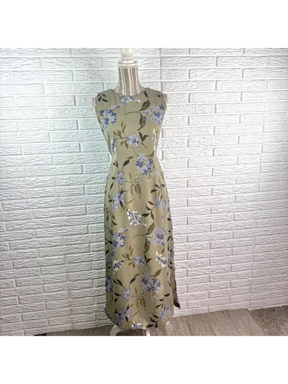 Vintage AGB Byer California Green Floral Maxi Dress Size Medium